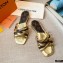Louis Vuitton Calf Leather and Nano Monogram Canvas Flat Mules Gold 2021