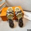 Louis Vuitton Calf Leather and Nano Monogram Canvas Flat Mules Gold 2021
