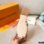 Louis Vuitton Calf Leather and Nano Monogram Canvas Flat Mules Gold 2021