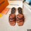 Louis Vuitton Calf Leather and Nano Monogram Canvas Flat Mules Brown 2021