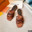 Louis Vuitton Calf Leather and Nano Monogram Canvas Flat Mules Brown 2021