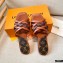 Louis Vuitton Calf Leather and Nano Monogram Canvas Flat Mules Brown 2021