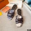 Louis Vuitton Calf Leather and Nano Monogram Canvas Flat Mules Gun Color 2021
