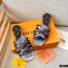 Louis Vuitton Calf Leather and Nano Monogram Canvas Flat Mules Gun Color 2021