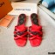 Louis Vuitton Calf Leather and Nano Monogram Canvas Flat Mules Red 2021