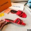 Louis Vuitton Calf Leather and Nano Monogram Canvas Flat Mules Red 2021