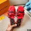 Louis Vuitton Calf Leather and Nano Monogram Canvas Flat Mules Red 2021