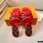 Louis Vuitton Calf Leather and Nano Monogram Canvas Flat Mules Red 2021