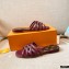 Louis Vuitton Calf Leather and Nano Monogram Canvas Flat Mules Burgundy 2021
