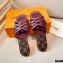 Louis Vuitton Calf Leather and Nano Monogram Canvas Flat Mules Burgundy 2021