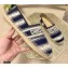 Dior Granville Espadrilles In D-Stripes Embroidered Cotton Deep Blue 2021