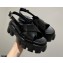 Prada Monolith Brushed Leather Cross Sandals Black 2021