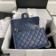 Chanel Grained Calfskin Medium Flap Bag AS2357 Navy Blue 2021