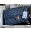 Chanel Grained Calfskin Large Flap Bag AS2358 Navy Blue 2021