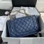 Chanel Grained Calfskin Large Flap Bag AS2358 Navy Blue 2021