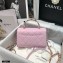 Chanel Crumpled Lambskin Mini Flap Bag with Top Handle AS2477 Light Pink 2021