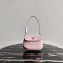Prada Cleo Brushed Leather Shoulder Bag with Flap 1BD311 Light Pink 2021