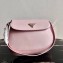 Prada Cleo Brushed Leather Shoulder Bag with Flap 1BD311 Light Pink 2021