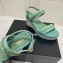 Chanel Chain Wedge Sandals Tweed Green 2021