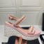 Chanel Chain Wedge Sandals Tweed Pink 2021