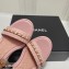 Chanel Chain Wedge Sandals Tweed Pink 2021