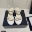 Chanel Chain Wedge Sandals Tweed White 2021