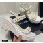 Chanel Chain Wedge Sandals Tweed White 2021