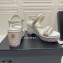 Chanel Chain Wedge Sandals Tweed White 2021