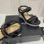 Chanel Chain Wedge Sandals Tweed Black 2021