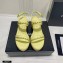 Chanel Chain Wedge Sandals Leather Light Yellow 2021