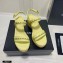 Chanel Chain Wedge Sandals Leather Light Yellow 2021