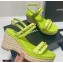 Chanel Chain Wedge Sandals Leather Light Green 2021