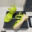 Chanel Chain Wedge Sandals Leather Light Green 2021