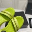 Chanel Chain Wedge Sandals Leather Light Green 2021