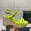 Chanel Chain Wedge Sandals Leather Light Green 2021