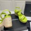 Chanel Chain Wedge Sandals Leather Light Green 2021