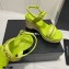 Chanel Chain Wedge Sandals Leather Light Green 2021