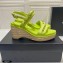 Chanel Chain Wedge Sandals Leather Light Green 2021