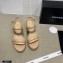 Chanel Chain Wedge Sandals Leather Beige 2021
