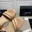 Chanel Chain Wedge Sandals Leather Beige 2021