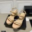 Chanel Chain Wedge Sandals Leather Beige 2021