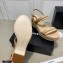 Chanel Chain Wedge Sandals Leather Beige 2021