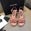 Chanel Heel 5cm Chain Sandals Suede Pink 2021