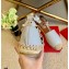 Valentino Grainy Calfskin Leather Rockstud Double Flat Espadrilles Pale Gray 2021