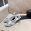 Chanel Pearl Heel Sandals Leather Silver 2021