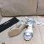 Chanel Pearl Heel Sandals Leather Silver 2021