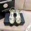 Chanel Pearl Heel Sandals Leather Gold 2021