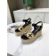 Louis Vuitton Heel 10cm Platform 6cm Boundary Wedge Sandals Black Embroidered Raffia 2021
