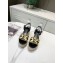 Louis Vuitton Heel 10cm Platform 6cm Boundary Wedge Sandals Black Embroidered Raffia 2021