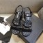 Chanel Heel 5cm Chain Sandals Suede Black 2021